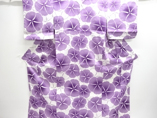 JAPANESE KIMONO / COTTON-LINEN MORNING GLORY PATTERN YUKATA